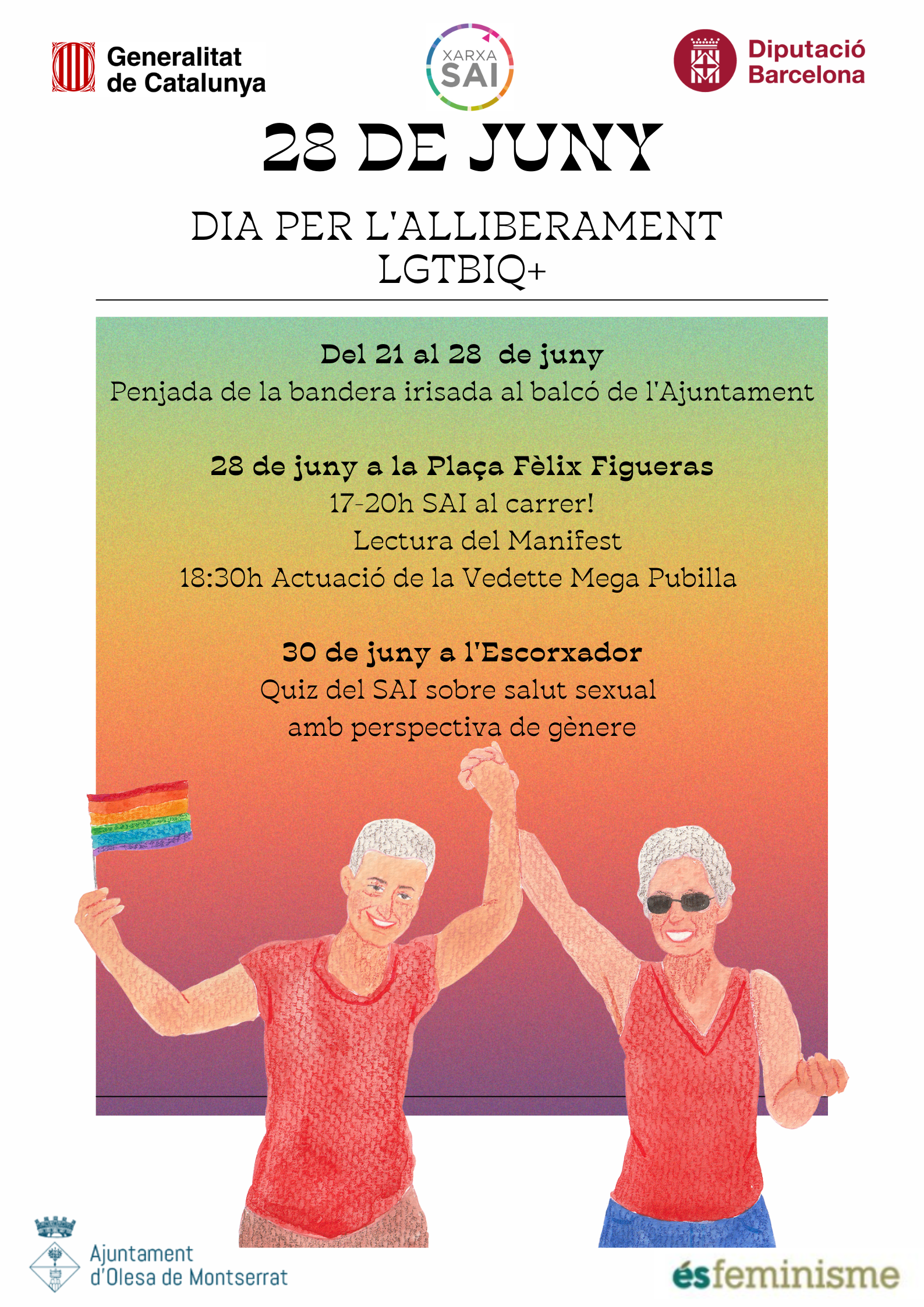 Cartell dels actes pel Dia per l'alliberament LGTBIQ+