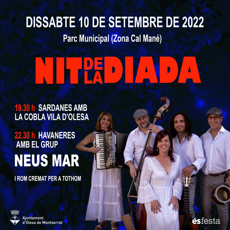 Cartell informatiu Nit de la Diada amb Sardanes i Havaneres al Parc Municipal