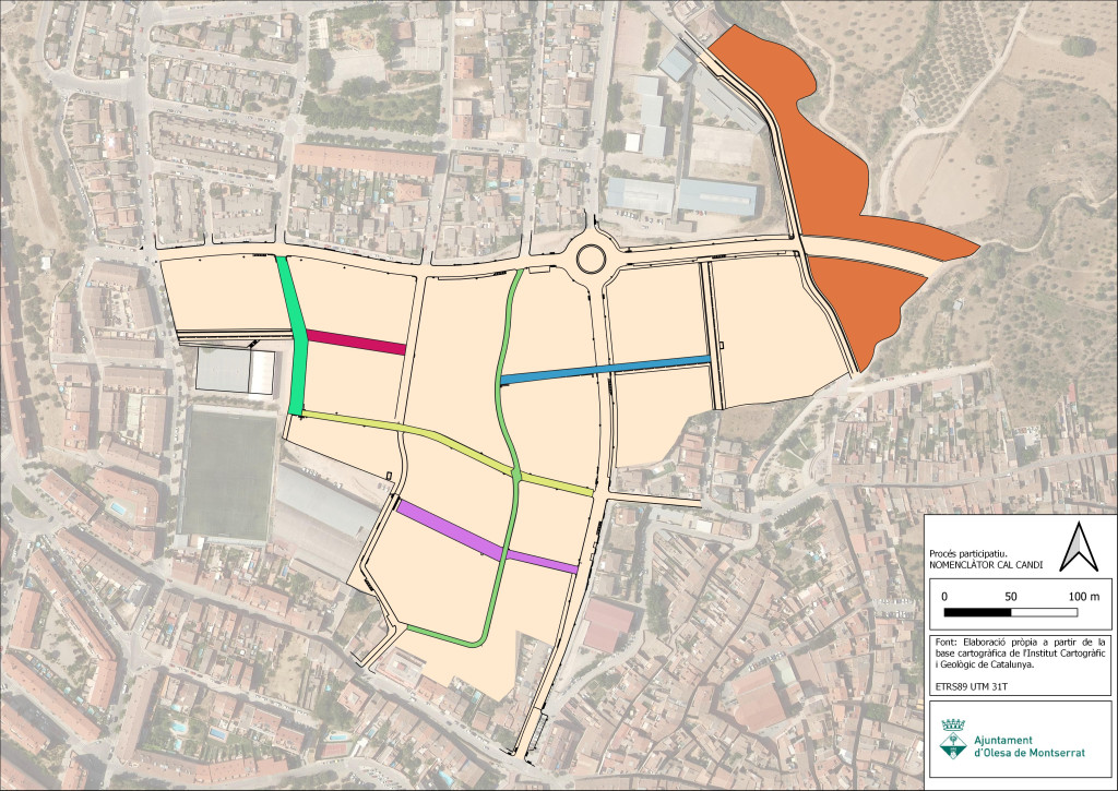 Mapa d'ubicació dels carrers que es proposen amb noms de dona del Cal Candi
