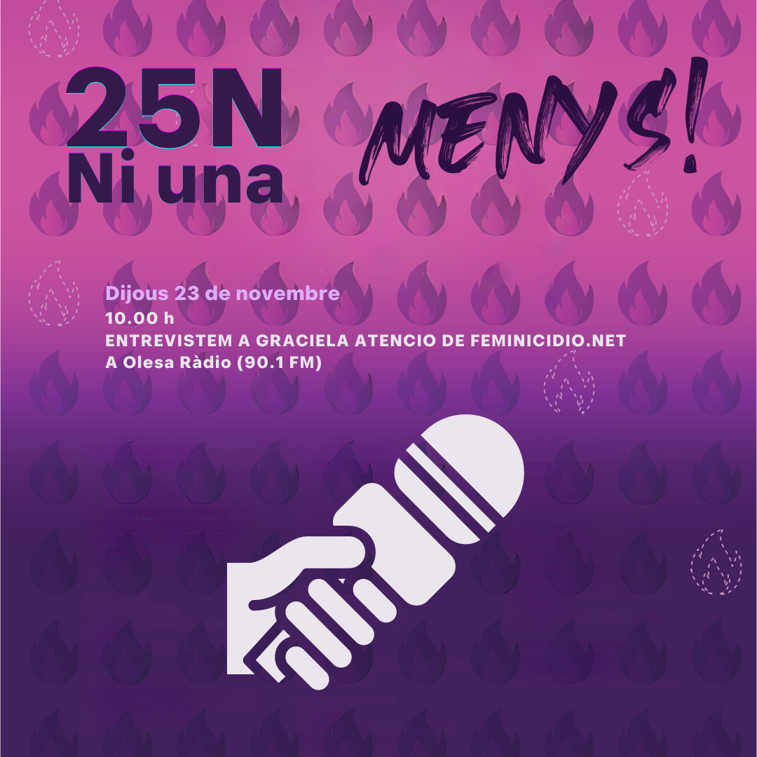 Cartell de l'entrevista radiofònica a Graciela Atencio pel 25N 2023