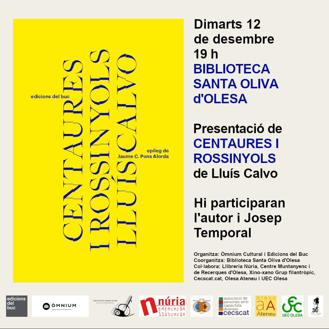 Cartell de la presentació del llibre Centaures i Rossinyols