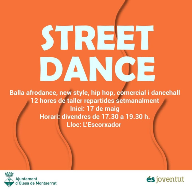 Cartell informatiu del Taller de Street dance amb informació de dates i lloc