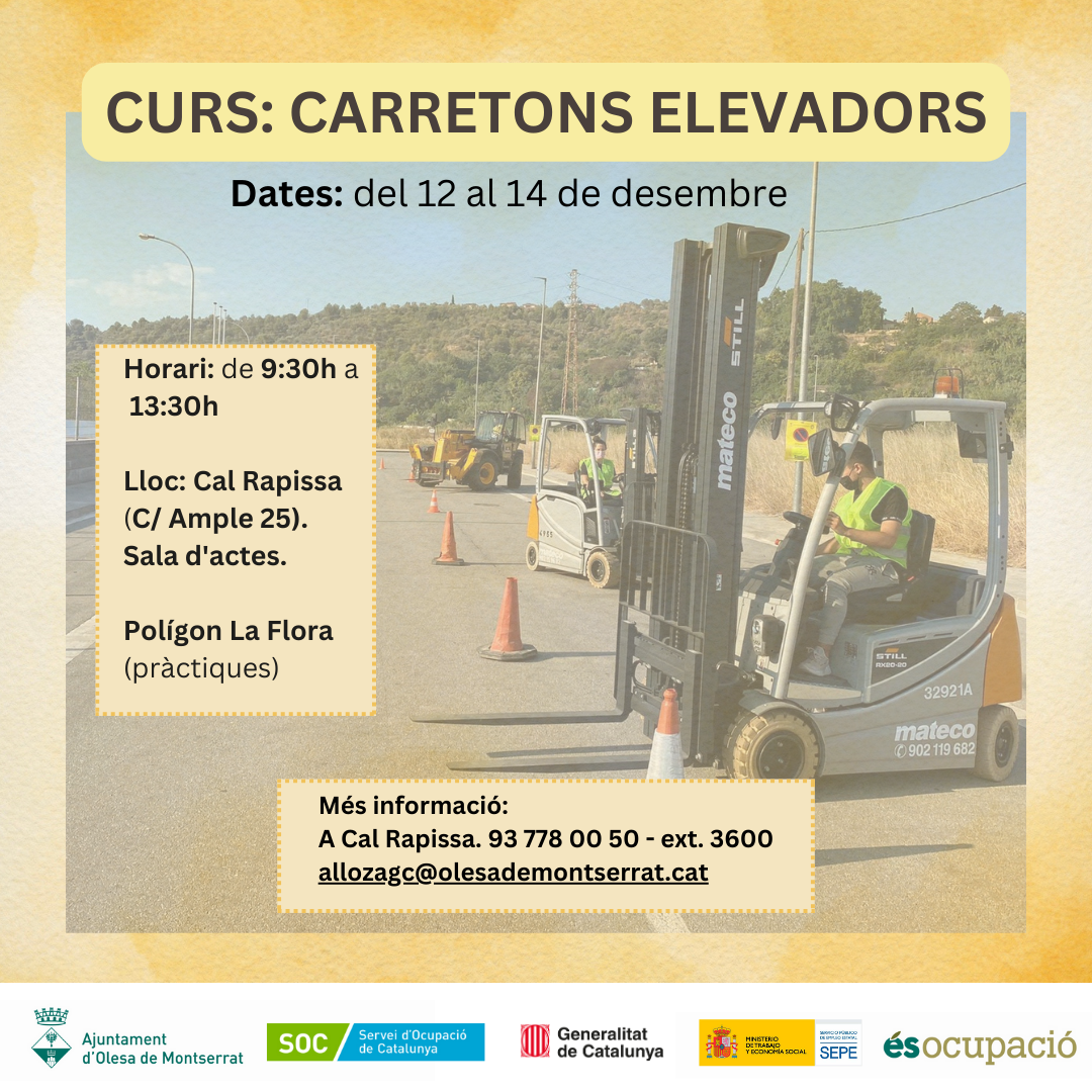 Cartell del curs de carretons elevadors desembre 2023