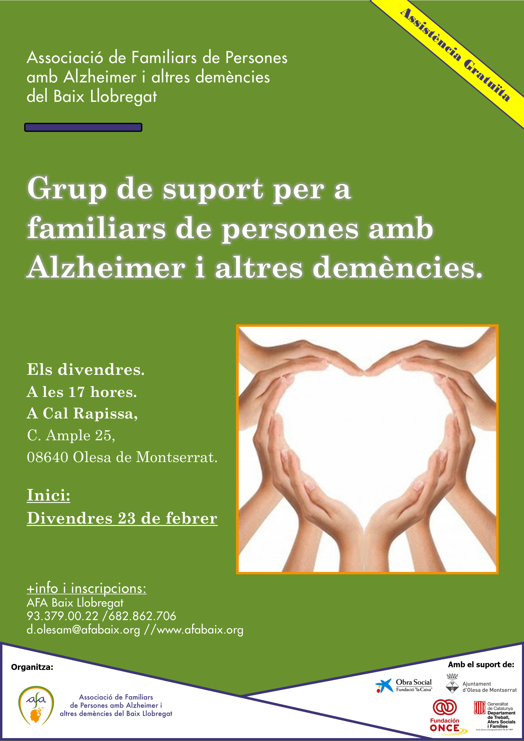 Poster grups de suport AFABaix Olesa. Febrer 2024