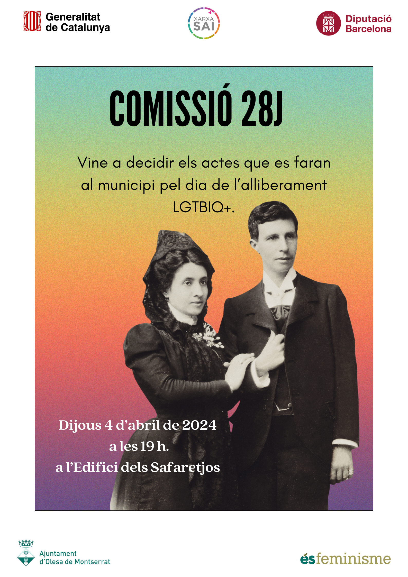 Cartell de la convocatòria per crear una comissió ciutadana per treballar els actes del 28J